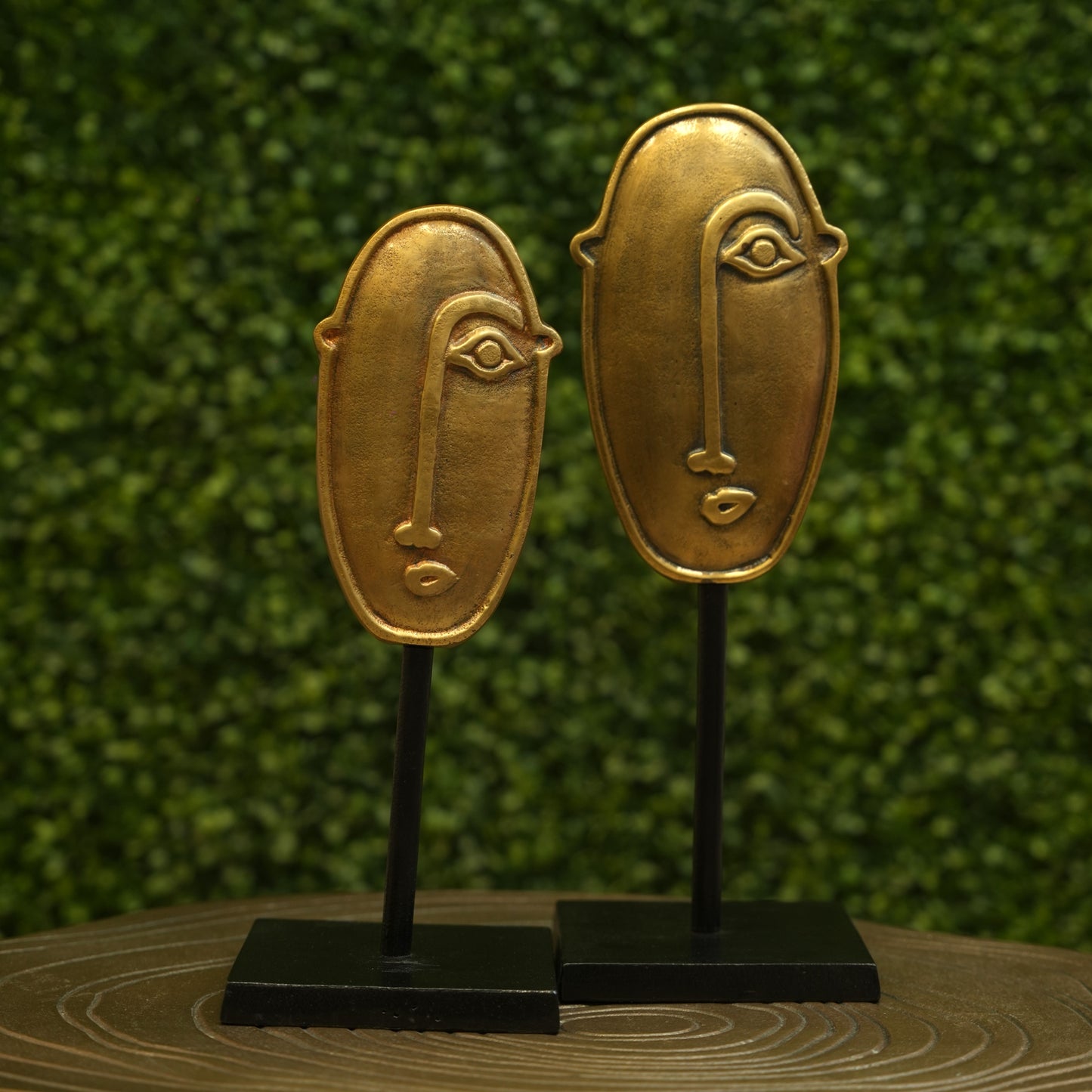 Oval Shape Metal Face Scupture