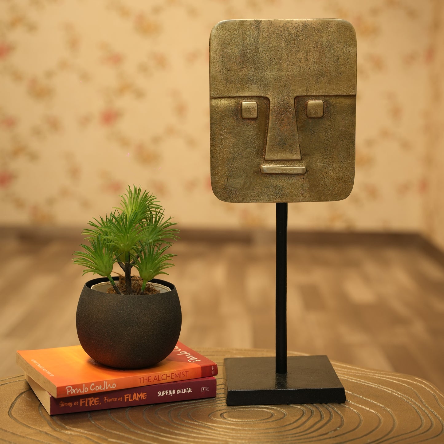 Square Shape Metal Face Sculpture