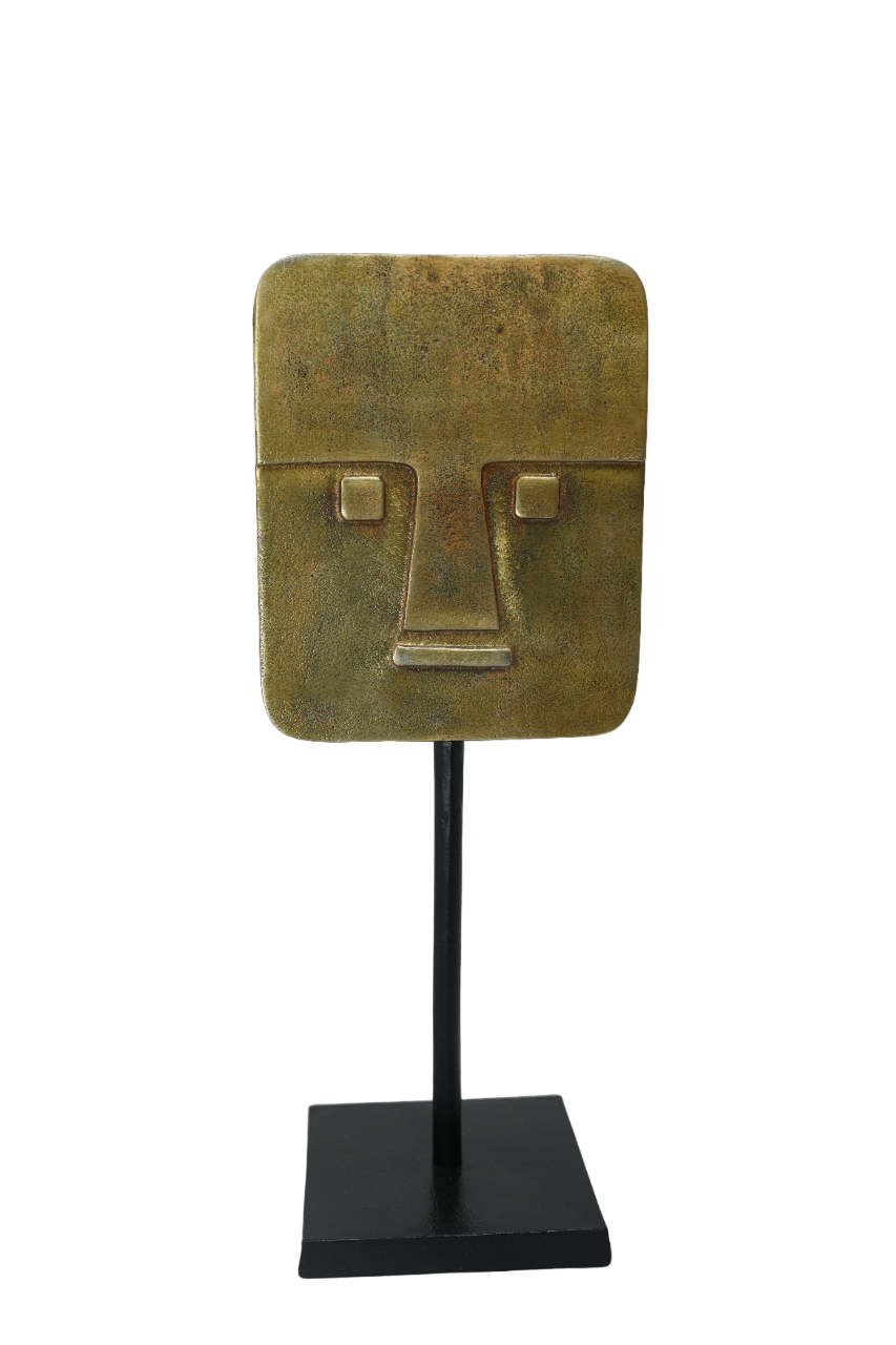 Square Shape Metal Face Sculpture