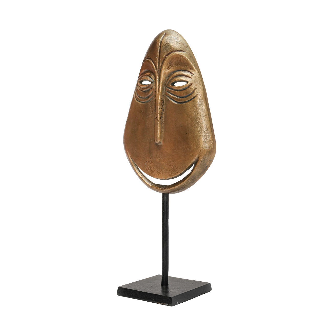 Smiling Metal Face Sculpture