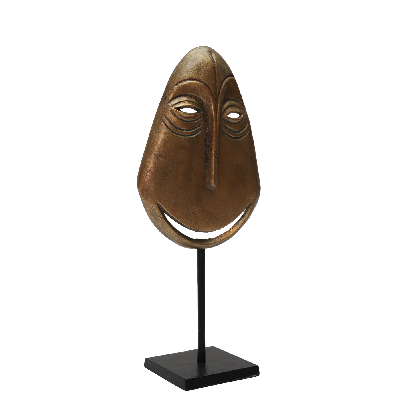 Smiling Metal Face Sculpture