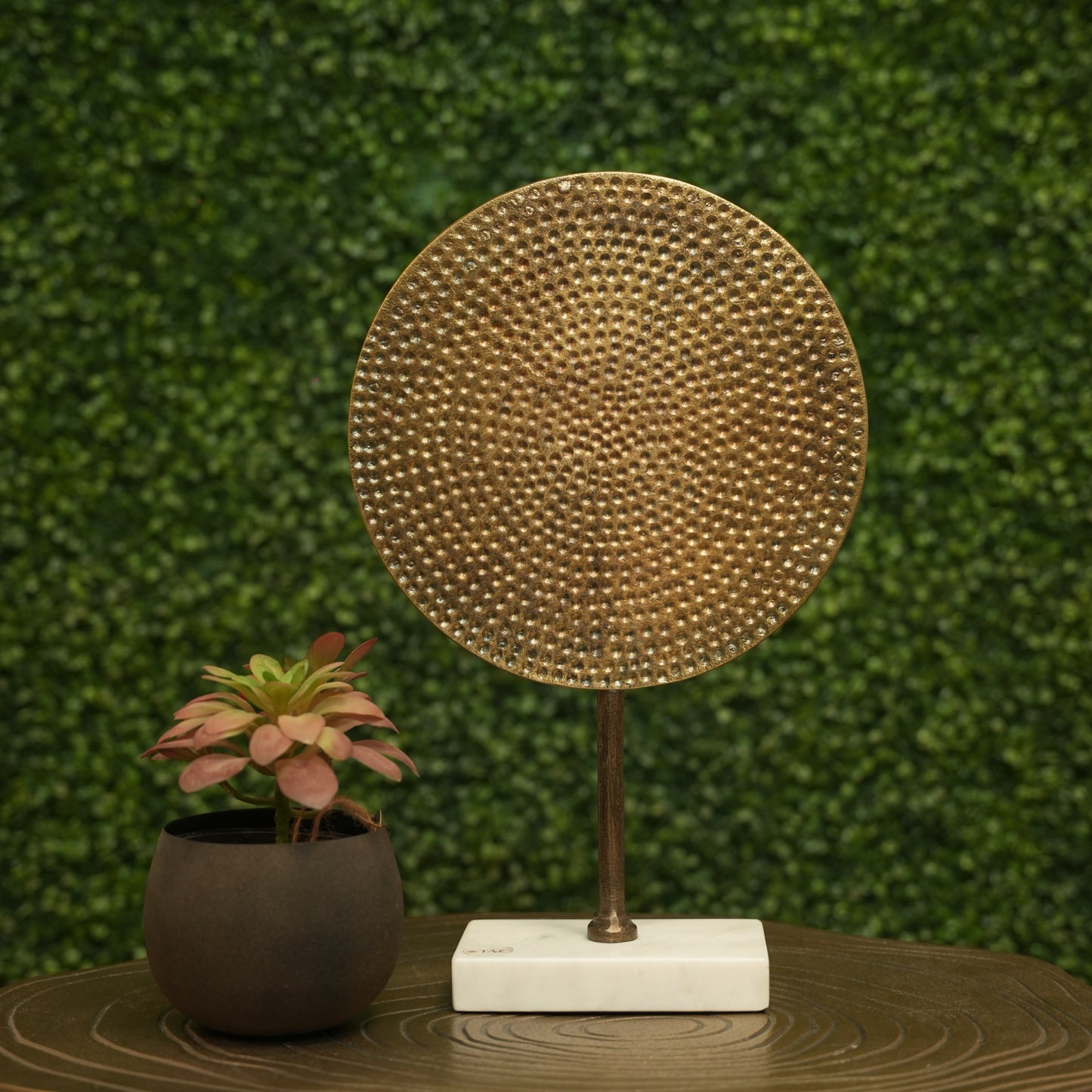 Round Hammered Gold Decorative Accent