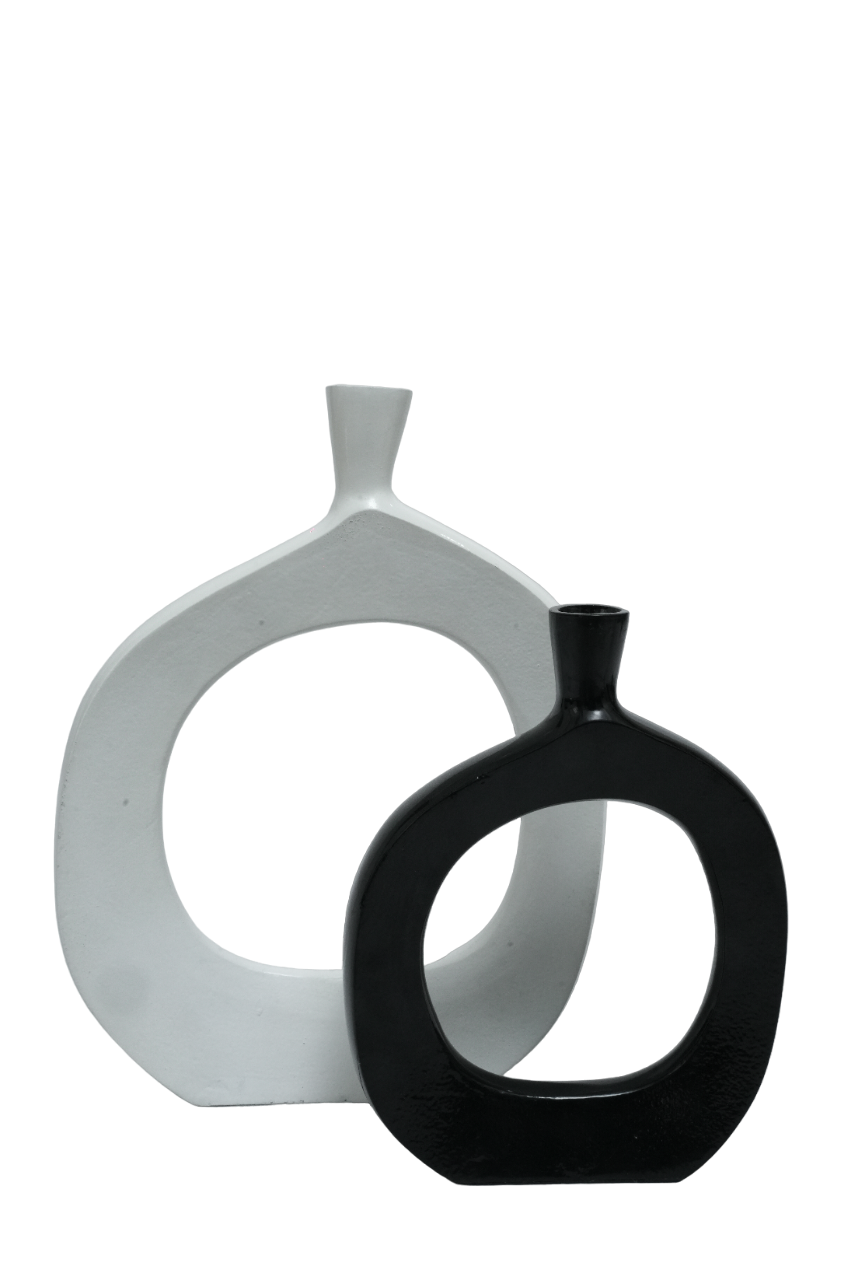 White & Black Decorative Vase (Set of 2)