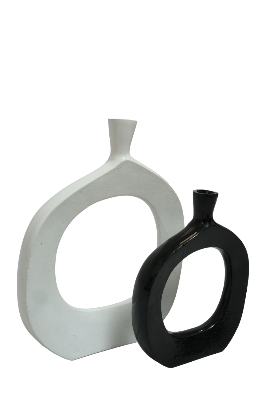 White & Black Decorative Vase (Set of 2)