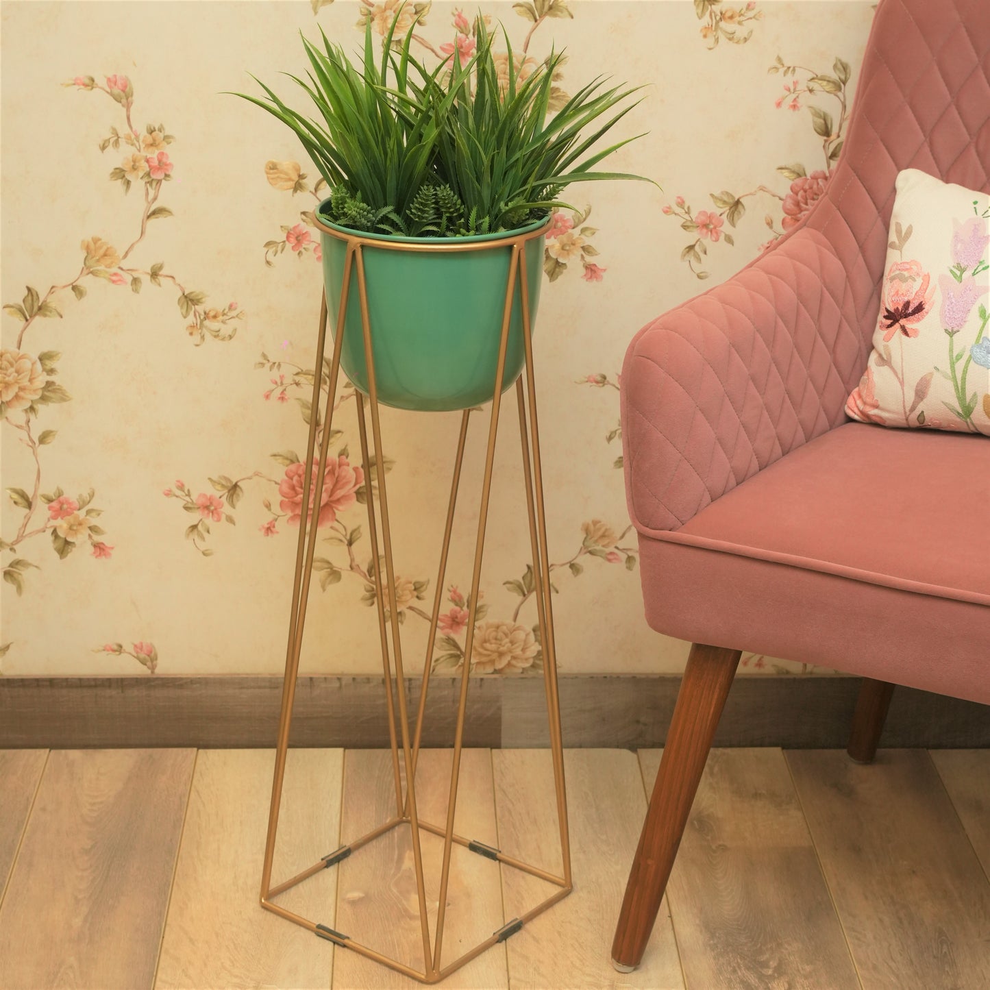 Camden Teal Metal Planter