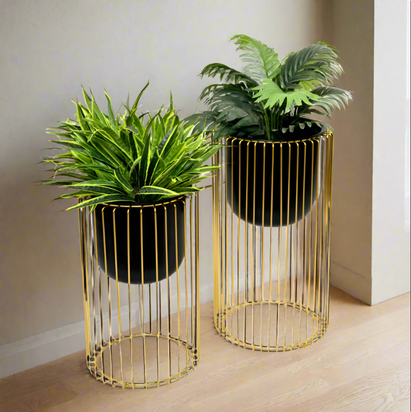 Harp Gold/Black Metal Planter