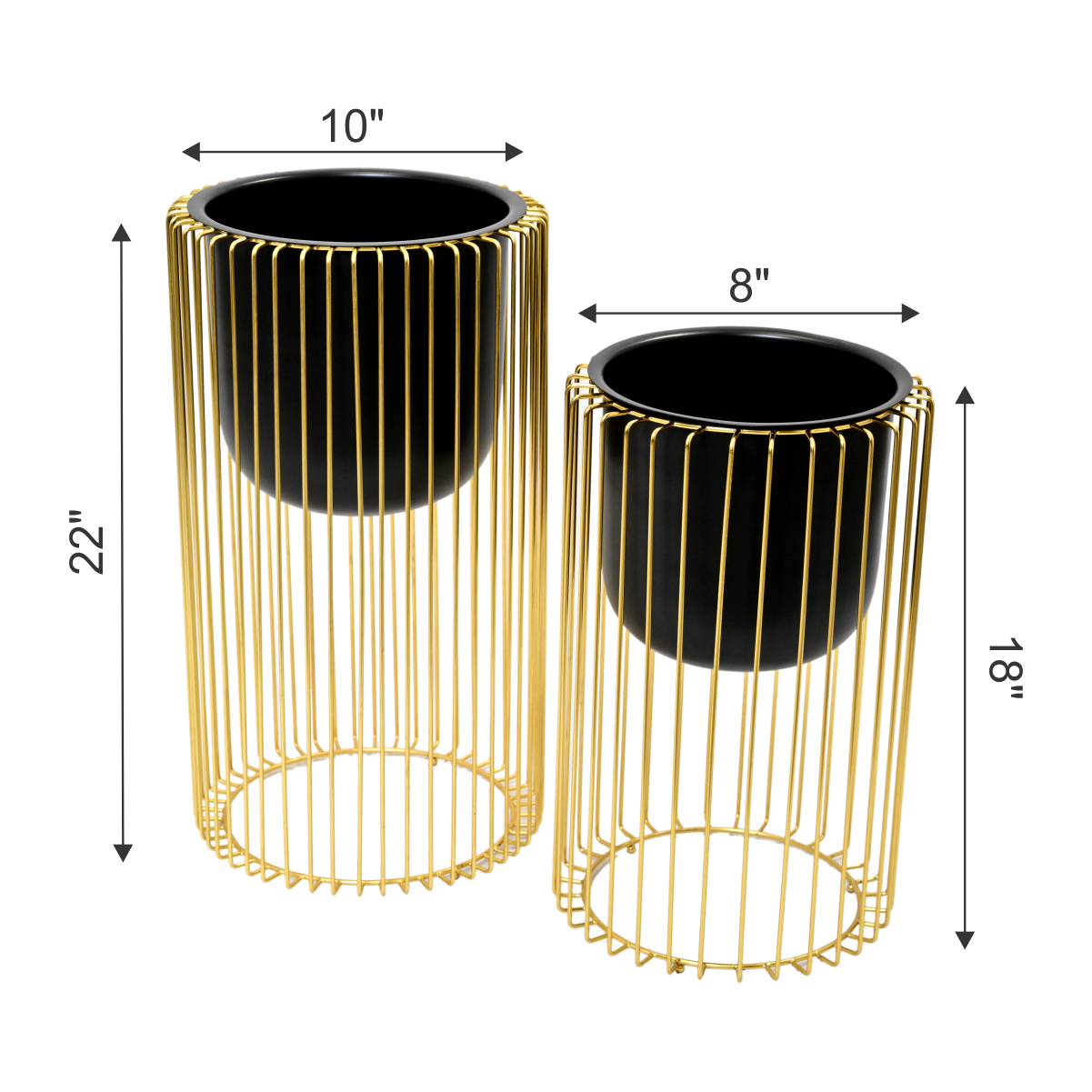Harp Gold/Black Metal Planter