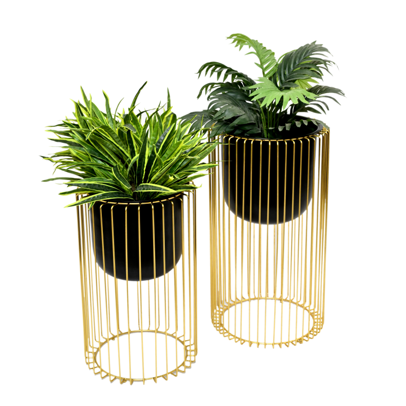Harp Gold/Black Metal Planter