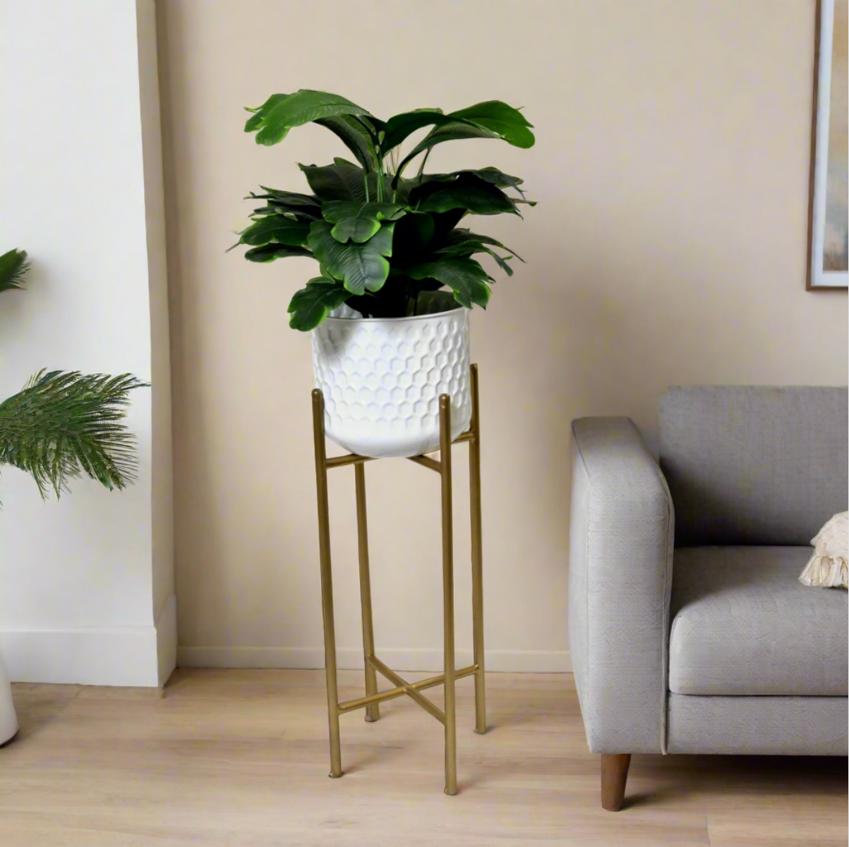 Gold & White Planter