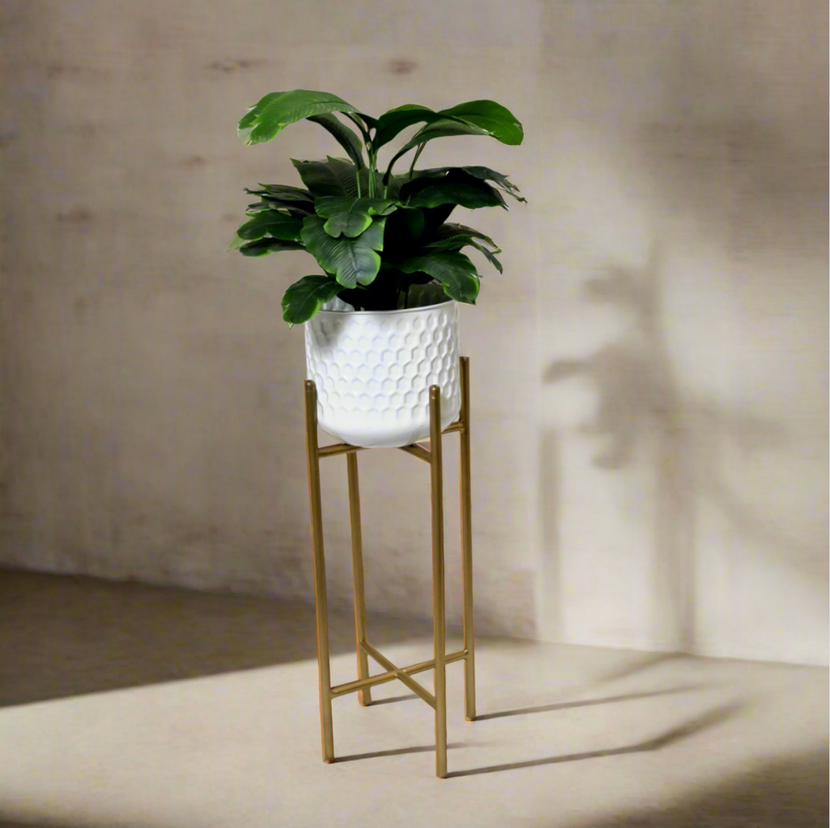 Gold & White Planter