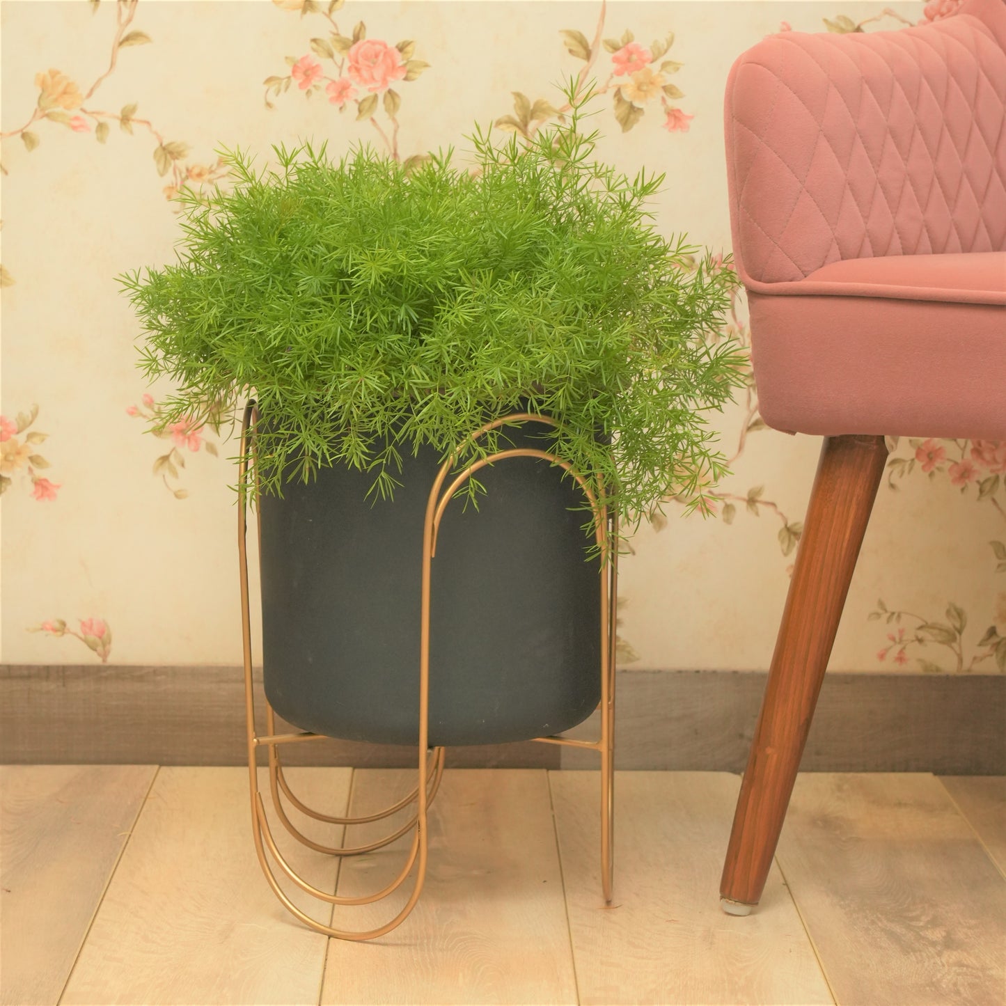 Savoy Gold/Black Textured Metal Planter