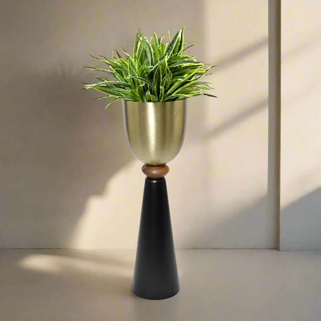 Black & Gold Metal Planter
